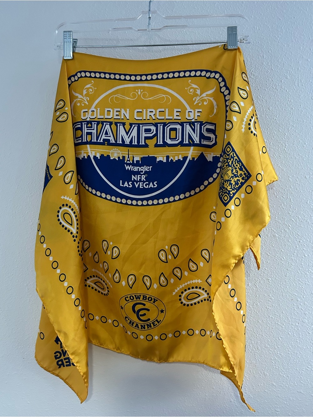 Wrangler Yellow Bandana with Navy Champion Graphic